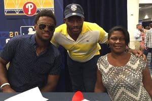 Herrera with his mother and father at this year's All Star Game Media Day in San Diego, via Philly.com.