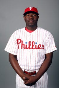 CLEARWATER, FL - FEBRUARY 26: Hector Neris #50 of the Philadelphia Phillies poses during Photo Day on Friday, February 26, 2016 at Bright House Field in Clearwater, Florida. (Photo by Robbie Rogers/MLB Photos via Getty Images) *** Local Caption *** Hector Neris